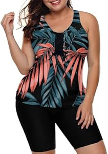 Женский Раздельный купальник LALAGEN Tankini Plus Size 2024 Спортивный Капри Два в Одном LALAGEN