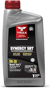 Масло двигателя TRIAX Synergy SRT 5W-20 - Полностью синтетическое, модифицированное для снижения трения, 20К миль, API SP, 3x защита от износа (1 кварта) Triax