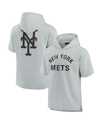 Мужская и женская серая толстовка New York Mets из сверхмягкого флиса с коротким рукавом Fanatics Signature