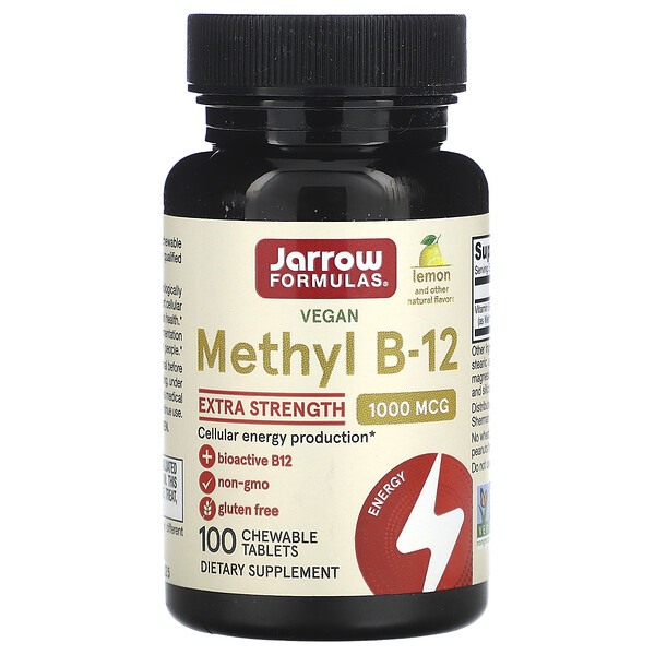 Methyl B-12, Экстра сила, Лимон, 1000 мкг, 100 Жевательных Таблеток - Jarrow Formulas Jarrow Formulas