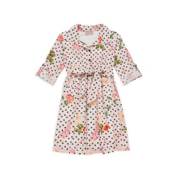 Girl's Polka Dot Floral Trench Dress Marchesa Notte Mini