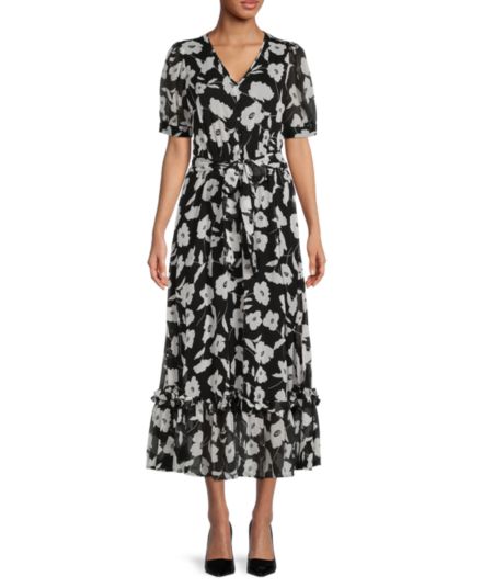 Платье миди с цветочным принтом Calvin Klein
