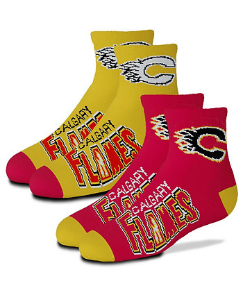 Комплект из 2 пар носков команды длиной в четверть для мальчиков и девочек, молодежь Calgary Flames For Bare Feet