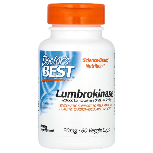 Лумброкиназа - 40 мг - 60 растительных капсул - Doctor's Best Doctor's Best