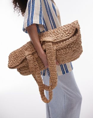 Объемная сумка-тоут из плетеной соломки Topshop Tana натурального цвета TOPSHOP