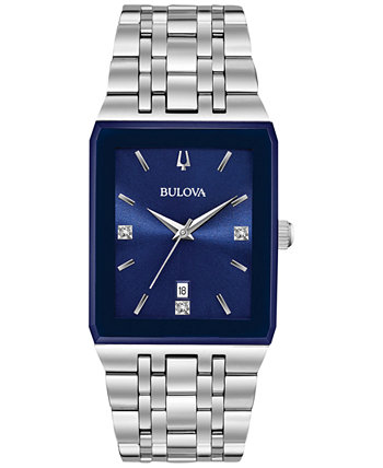 Мужские часы Futuro из нержавеющей стали с бриллиантами и браслетом 31x45 мм, созданные для Macy's Bulova
