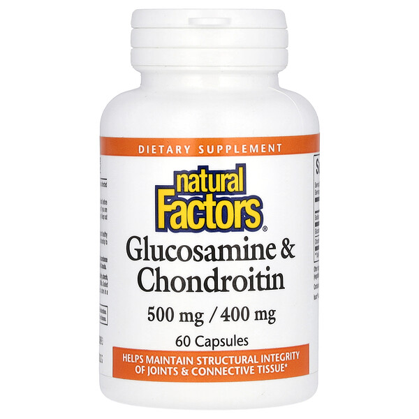 Глюкозамин и Хондроитин - 500 мг/400 мг - 60 капсул - Natural Factors Natural Factors