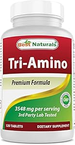 Best Naturals Tri-Amino with L-Arginine, L-Ornithine, L-Lysine 120 Tablets (Таблетки) (New Improved Formula) Best Naturals