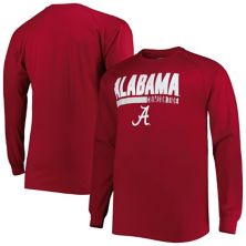 Мужская футболка Crimson Alabama Crimson Tide Big & Tall Two Hit с длинным рукавом реглан Profile