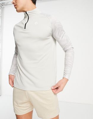 Gym 365 geometric tactical 1/4 zip long sleeve top in gray Gym 365