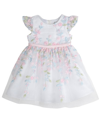 Сетчатое платье для маленьких девочек с цветочной вышивкой и чехлом для подгузников Rare Editions