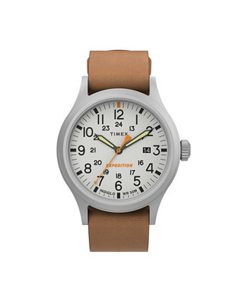 Мужские часы Expedition Sierra Brown с кожаным ремешком 40 мм Timex