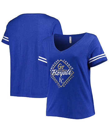 Женская футболка Royal Kansas City Royals Plus Size из джерси с v-образным вырезом Soft As A Grape