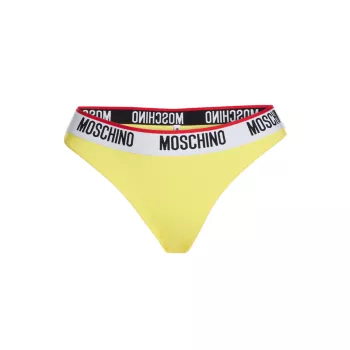 Donna Logo-Detailed Thong Bikini Bottoms Moschino
