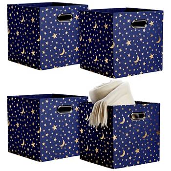 4 Pack Star Storage Cubes, Collapsible Foldable Fabric Organizer Baskets, 11 In Okuna Outpost