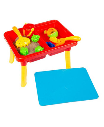 Сенсорный стол Hey Play Water Or Sand с крышкой и игрушками - портативный крытый игровой набор для занятий на пляже, на заднем дворе или в классе Trademark Global
