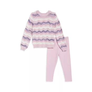 Для маленьких девочек &amp; Полосатый кружевной свитер для маленькой девочки и усилитель; Комплект леггинсов Splendid