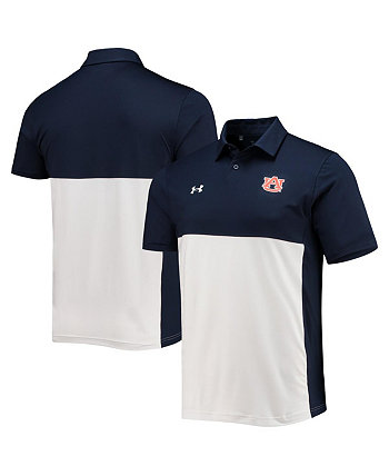 Мужская темно-синяя, белая рубашка-поло Auburn Tigers 2022 Blocked Coaches Performance Under Armour