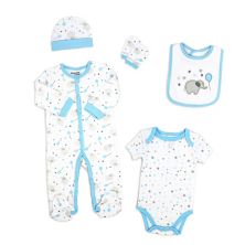Baby Boys Elephants and Balloons Layette, 5 Piece Set Necessities by tendertyme
