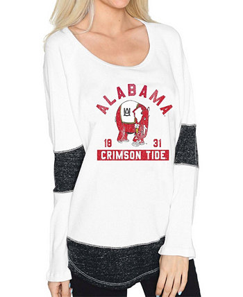 Женская белая футболка с длинным рукавом с контрастной отделкой Alabama Crimson Tide Boyfriend Thermal Original Retro Brand