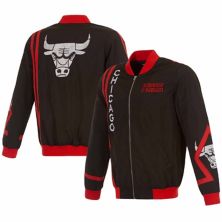 Men's JH Design Black Chicago Bulls 2023/24 City Edition Nylon Full-Zip Bomber Jacket JH Design