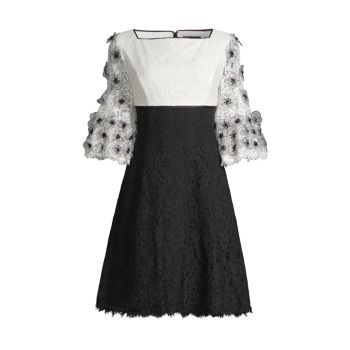 Платье с короткими рукавами и цветочной аппликацией SHANI