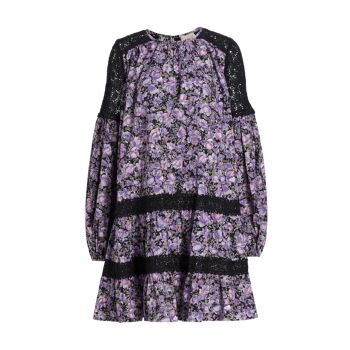 Winter Floral Cotton Shift Dress BYTIMO
