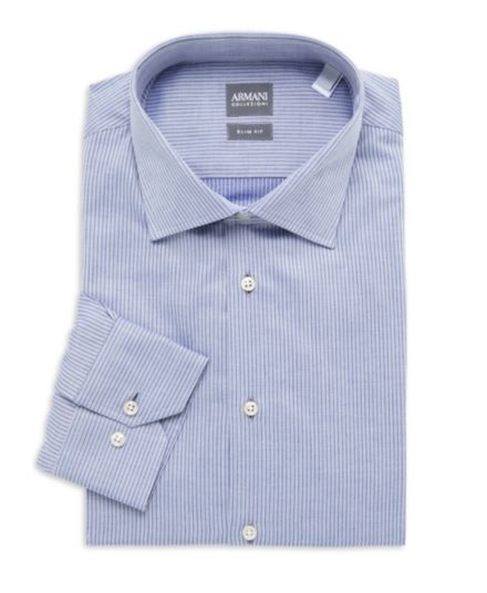 Полосатая рубашка узкого кроя Armani Collezioni