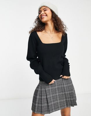 Charlie Holiday Benni volume sleeve sweater in black CHARLIE HOLIDAY
