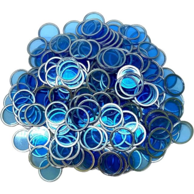 MR CHIPS ¾ inch Plastic Magnetic Bingo Chips with Metal Ring, 100 Chips, Blue, All Ages Mr. Chips