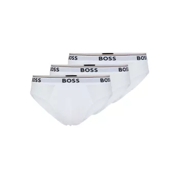 Комплект из трех трусов из эластичного хлопка с поясами с логотипом BOSS