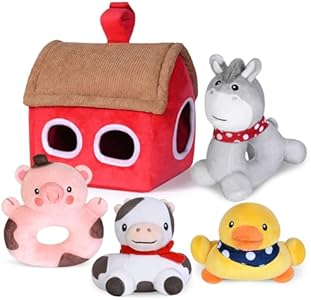 KMUYSL Baby Toys 0-12 Months, Plush Barn with Stuffed Animals Toys for Infant Newborns, Soft Sensory Toys, Birthday Christmas Easter Gifts for Baby 0-3-6-9-12 Months Boys Girls KMUYSL