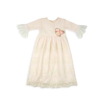 Baby Girl's Peach Lace-Trim Dress Haute Baby