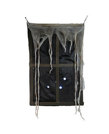 Освещенное призрачное искусственное окно со звуком и рваной занавеской, украшение на Хэллоуин Northlight