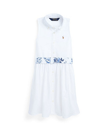 Оксфордское платье-рубашка без рукавов с поясом для малышей и маленьких девочек Ralph Lauren