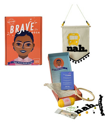Brave Like Rosa Parks 'Nah' Punch Needle Craft Kit, Set of 6 Kids Crafts