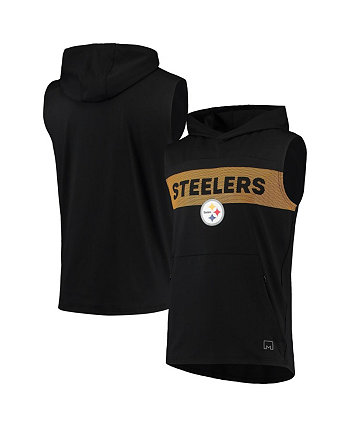 Men's Black Pittsburgh Steelers Active Sleeveless Pullover Hoodie MSX by Michael Strahan