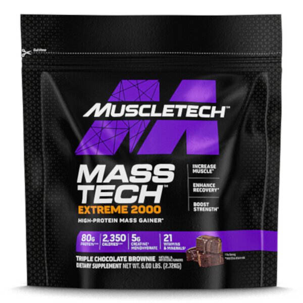 Mass Tech Extreme 2000, Тройной шоколадный брауни, 6 фунтов (2,72 кг) Muscletech