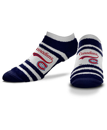 Women's Montreal Canadiens Block Stripe Fuzzy Ankle Socks For Bare Feet