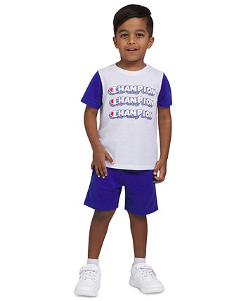 Toddler & Little Boys Short-Sleeve T-Shirt & Fleece Shorts, 2 Piece Set Champion