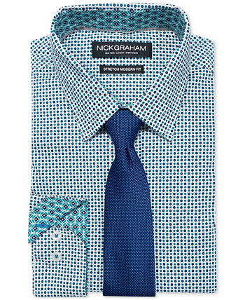 Men's Slim-Fit Performance Stretch Dot-Print Dress Shirt & Slim Tie Set Nick Graham