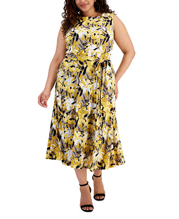 Plus Size Floral-Print Fit & Flare Dress Kasper
