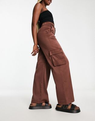 Шоколадно-коричневые широкие брюки карго Urban Threads Urban Threads