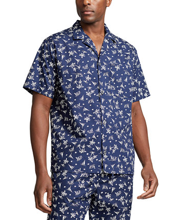 Men's Cotton Notched-Collar Pajama Shirt Polo Ralph Lauren