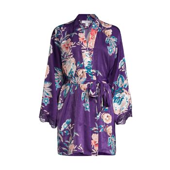 Mika Floral Satin Robe In Bloom