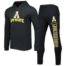 Men's Concepts Sport Black/Charcoal Appalachian State Mountaineers Meter Pullover Hoodie & Joggers Sleep Set Unbranded