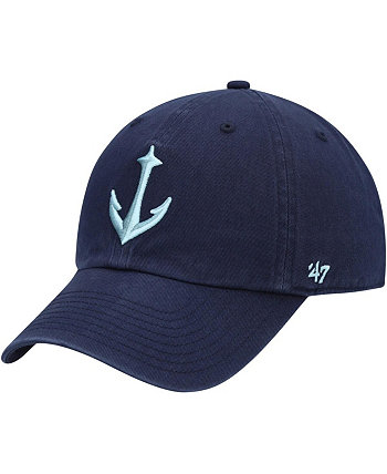 Мужская регулируемая шапка темно-синего цвета Seattle Kraken Clean Up '47 Brand