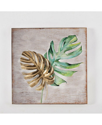Настенная доска из дерева и металла с тропическими листьями, 2 шт. Luxen Home