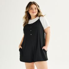 Juniors' Plus Size Live To Be Spoiled Romper with Short Sleeve Tee Live To Be Spoiled