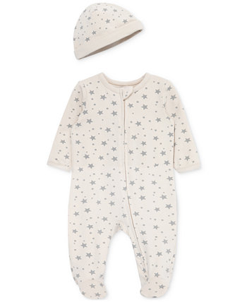 Baby Galaxy Star Printed Footed Coverall with Hat FOCUS
